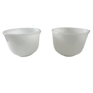 Vintage Glasbake Sunbeam Mixer Bowls Lot of 2 White Milk Glass 6.5” #17